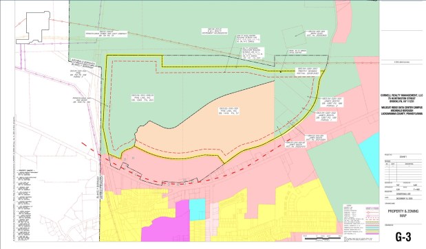The property, including 495 acres off Pine Line, is listed as a conditional use Wildcat Ridge Data Center Campus. (SCREENSHOT VIA CORNELL REALTY MANAGEMENT'S DEC. 15 SERVICE REQUEST)
