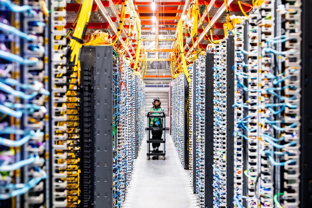 The expert works in the Amazon Web Services AI data center in New Carlisle, Ind.