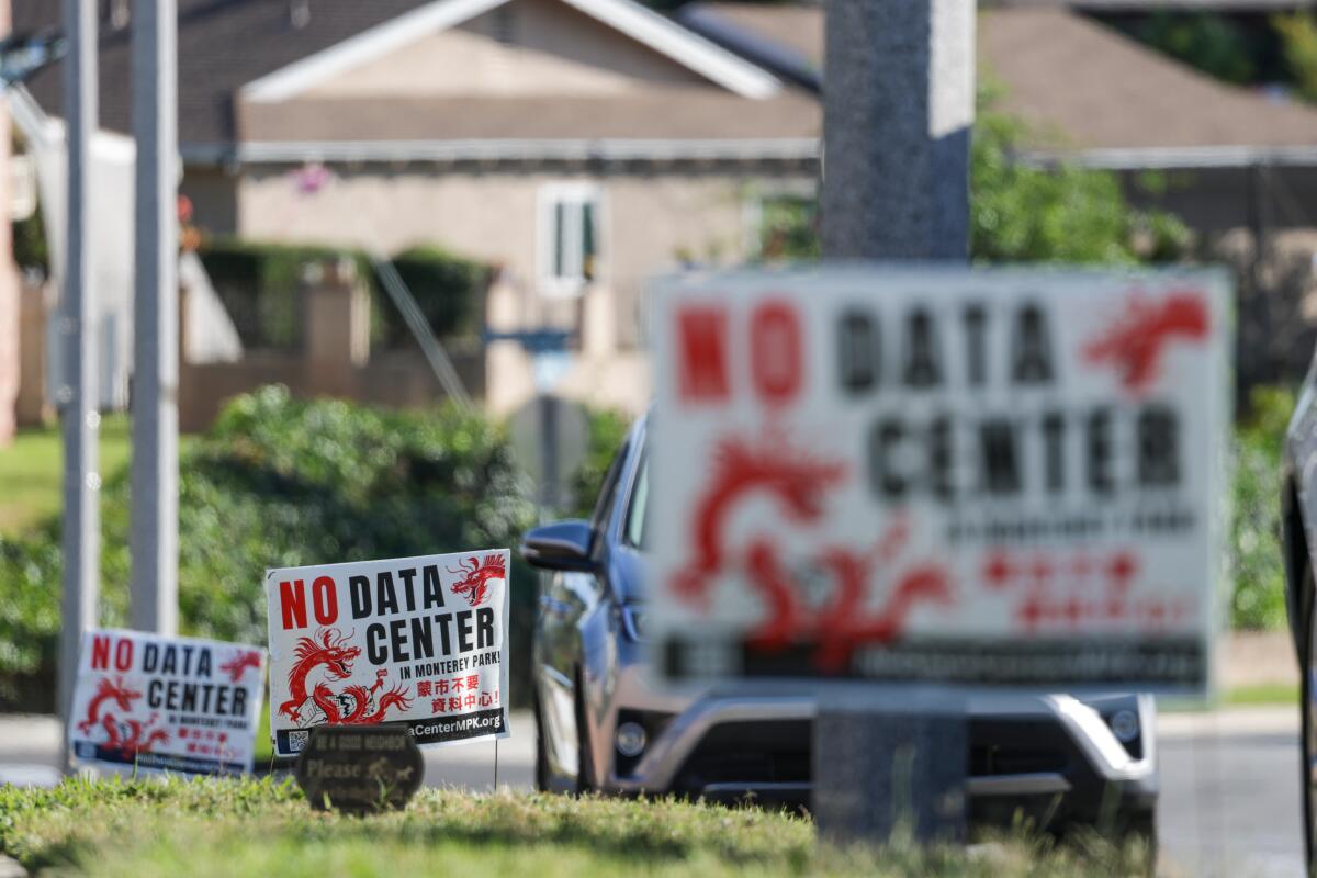 Signs of a protest near Monterey Park.