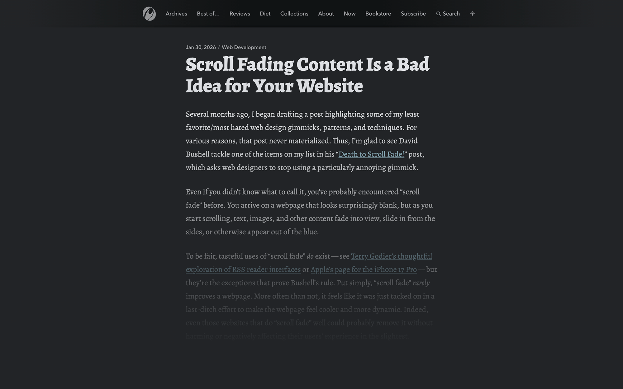 Scroll Fading Content is a bad idea for your website - Opus